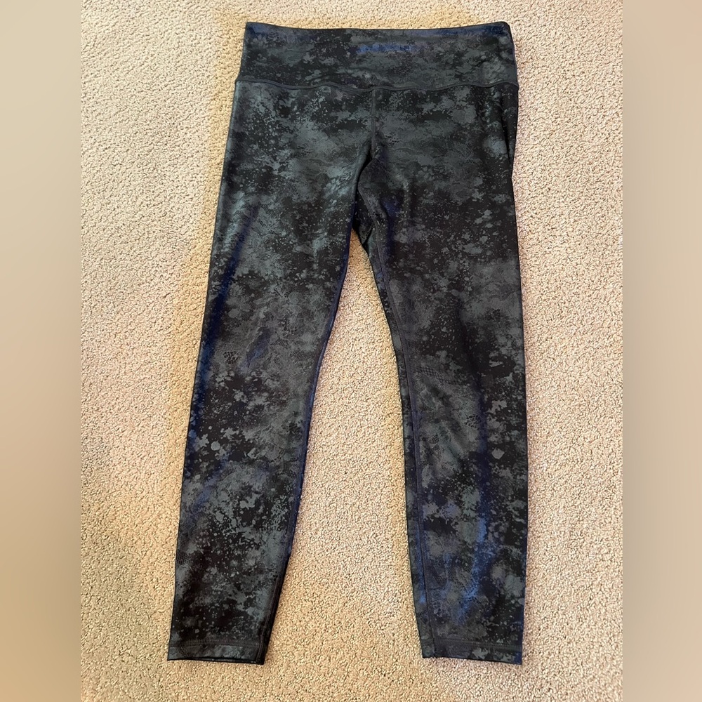 Athleta Black and Gray Elation Misty Lace Leggings